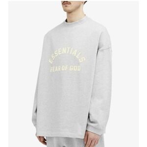 Fear Of God Essentials Oversized Crewneck Gray Straight Hem‎ Sweatshirt Sz S